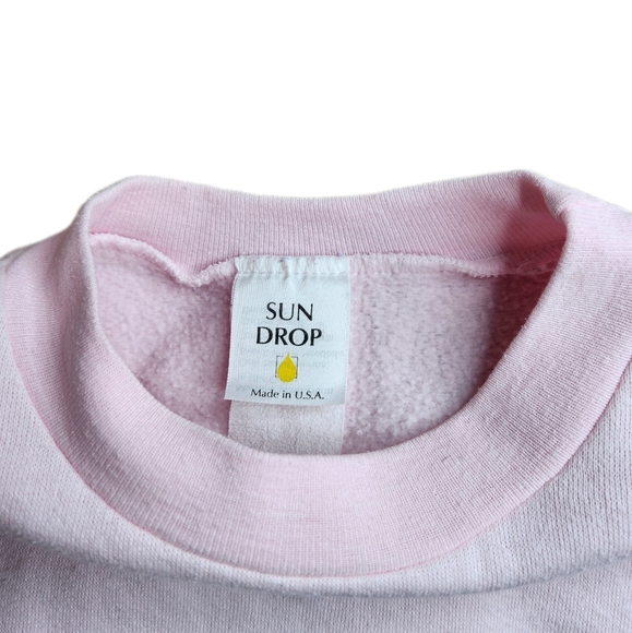 Vintage Pink Pullover Sweatshirt Puppies Playing Sun Drop Tag - Picture 2 of 4
